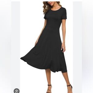 Soft Surroundings Black Midi Hi Low Short Sleeve Dress Size MP
